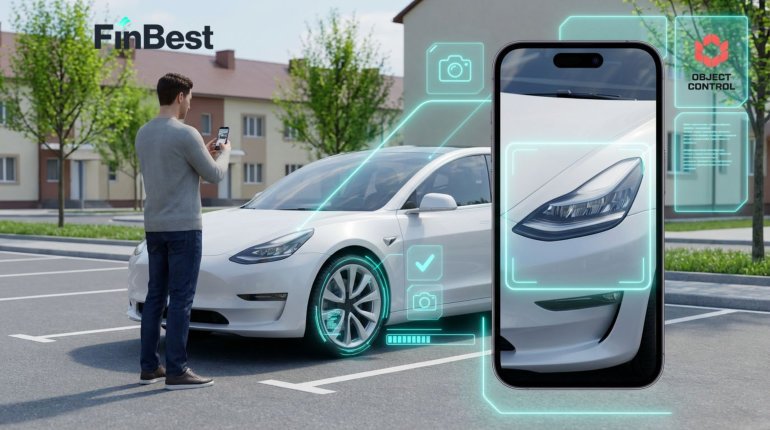 Водій проходить дистанційний огляд авто через Object Control для оформлення онлайн КАСКО на FinBest